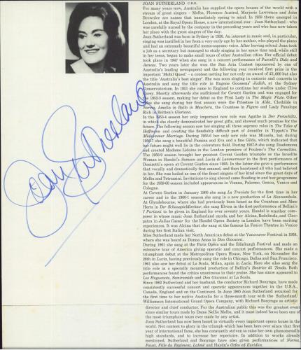 Joan Sutherland Autographed Mounted Biography Article memorabilia UK JS6MMAU756816