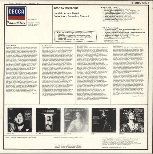Joan Sutherland Joan Sutherland vinyl LP album (LP record) UK JS6LPJO526937