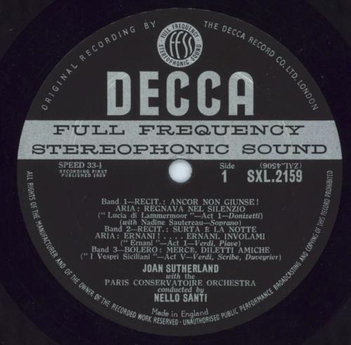 Joan Sutherland Operatic Arias vinyl LP album (LP record) UK JS6LPOP811922