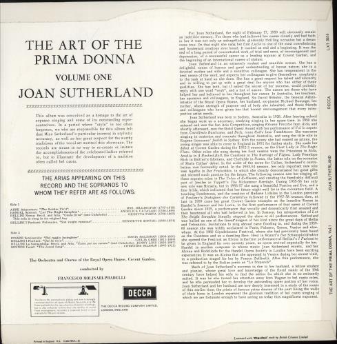 Joan Sutherland The Art Of The Prima Donna Volume 1 vinyl LP album (LP record) UK JS6LPTH769381