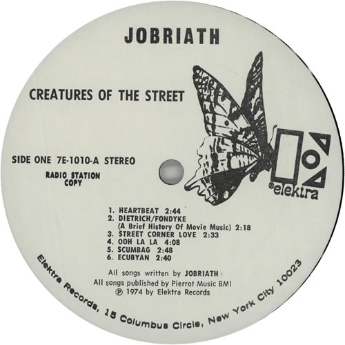 Jobriath Creatures Of The Street vinyl LP album (LP record) US JBHLPCR628569