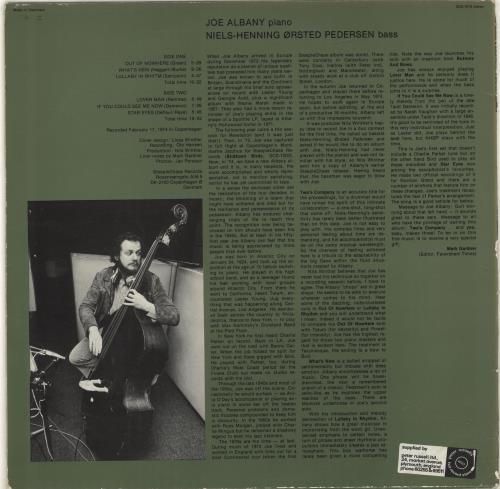 Joe Albany Two's Company ... vinyl LP album (LP record) Danish J26LPTW691188