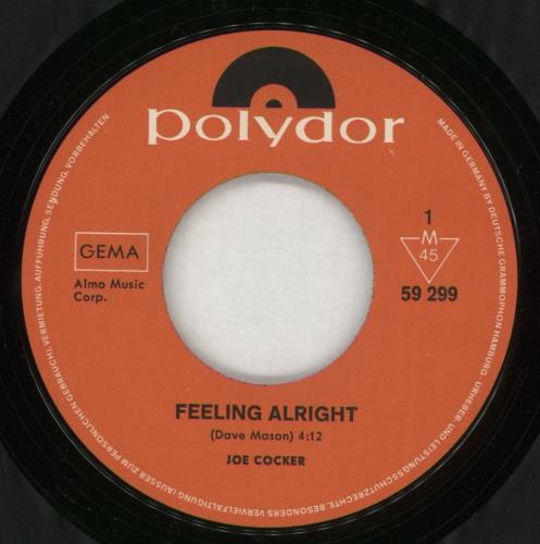 Joe Cocker Feeling Alright 7" vinyl single (7 inch record / 45) German JOE07FE865031