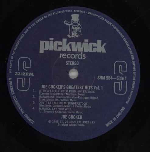 Joe Cocker Greatest Hits Vol. 1 vinyl LP album (LP record) UK JOELPGR516035