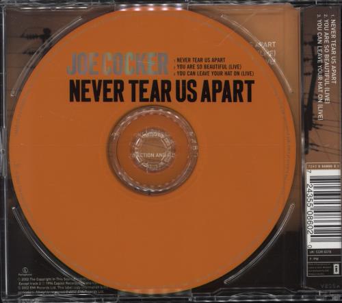 Joe Cocker Never Tear Us Apart CD single (CD5 / 5") UK JOEC5NE214034