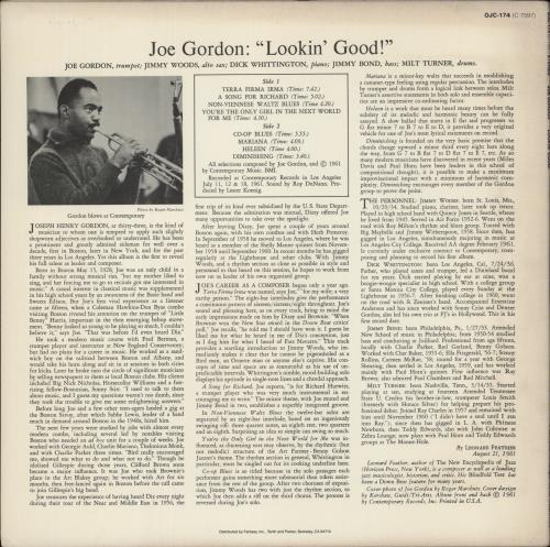Joe Gordon Lookin' Good! vinyl LP album (LP record) US JGOLPLO566917