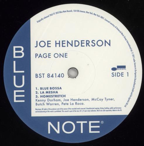 Joe Henderson Page One - 180gm vinyl LP album (LP record) UK JKXLPPA864347
