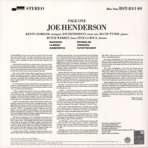 Joe Henderson Page One - 180gm vinyl LP album (LP record) UK JKXLPPA864347