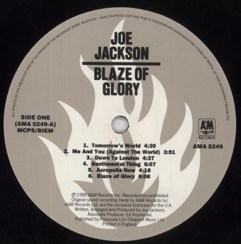 Joe Jackson Blaze Of Glory vinyl LP album (LP record) UK JOJLPBL245136