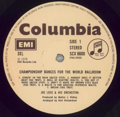 Joe Loss Championship Dances For The World Ballroom vinyl LP album (LP record) UK OSSLPCH744620