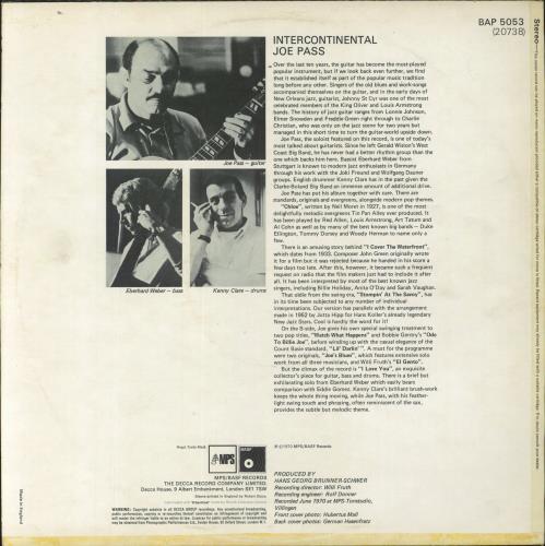 Joe Pass Intercontinental vinyl LP album (LP record) UK JP5LPIN409470