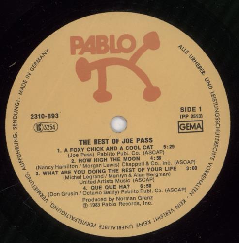 Joe Pass The Best Of vinyl LP album (LP record) German JP5LPTH668681