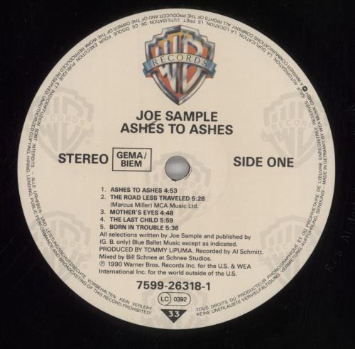 Joe Sample Ashes To Ashes vinyl LP album (LP record) German JO6LPAS530475