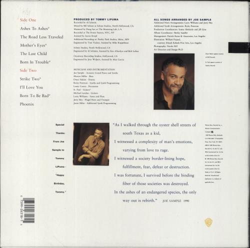 Joe Sample Ashes To Ashes vinyl LP album (LP record) US JO6LPAS859024
