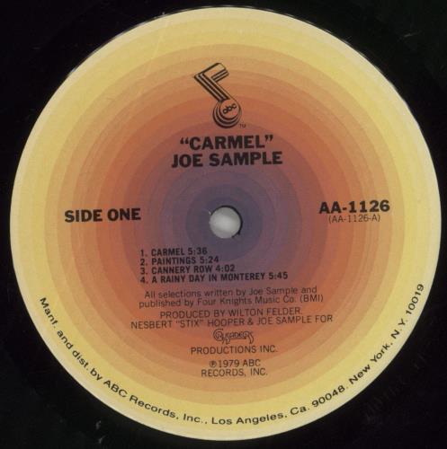 Joe Sample Carmel vinyl LP album (LP record) US JO6LPCA690856