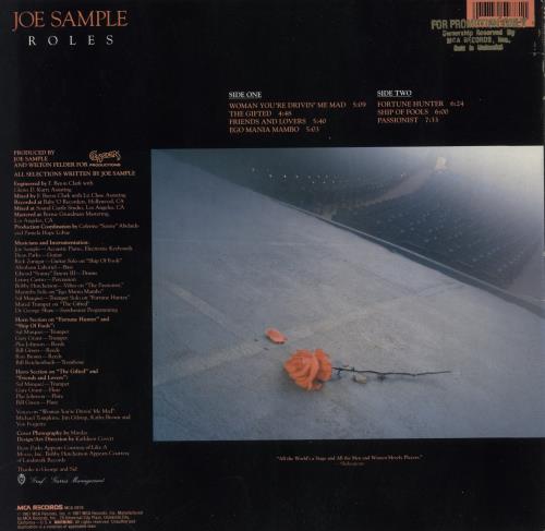 Joe Sample Roles vinyl LP album (LP record) US JO6LPRO859003