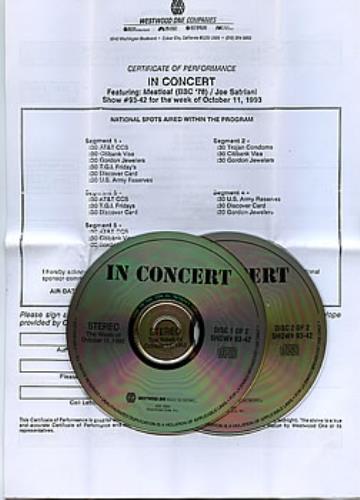 Joe Satriani In Concert 2 CD album set (Double CD) US JST2CIN288305