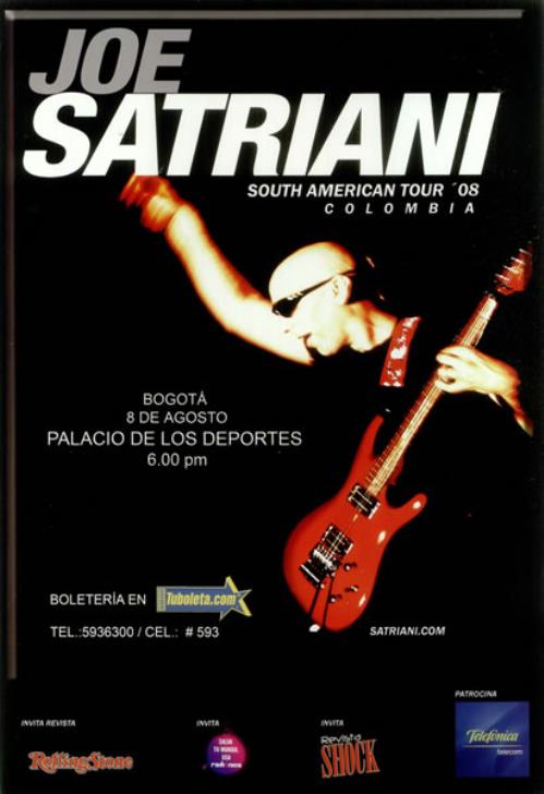 Joe Satriani South American Tour '08 Colombia poster Colombian JSTPOSO447473