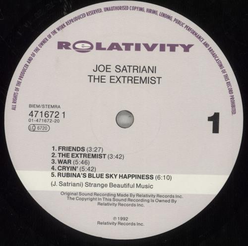 Joe Satriani The Extremist vinyl LP album (LP record) UK JSTLPTH579099