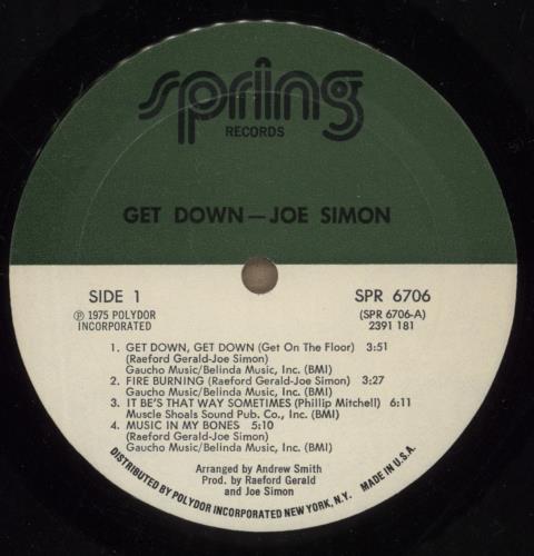 Joe Simon Get Down vinyl LP album (LP record) US JQELPGE888423