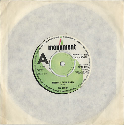 Joe Simon Message From Maria 7" vinyl single (7 inch record / 45) UK JQE07ME478871