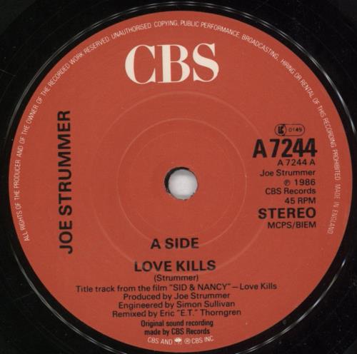 Joe Strummer Love Kills 7" vinyl single (7 inch record / 45) UK JUM07LO160217
