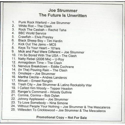 Joe Strummer The Future Is Unwritten CD-R acetate US JUMCRTH425895