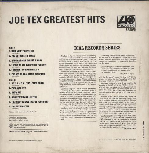 Joe Tex Greatest Hits vinyl LP album (LP record) UK JTXLPGR607334