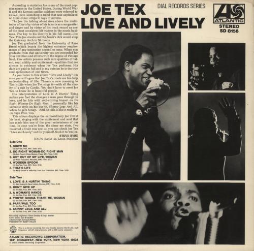 Joe Tex Live And Lively vinyl LP album (LP record) US JTXLPLI817519