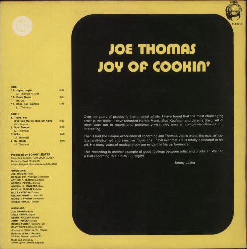 Joe Thomas (70s) Joy Of Cookin' vinyl LP album (LP record) UK JE9LPJO881824