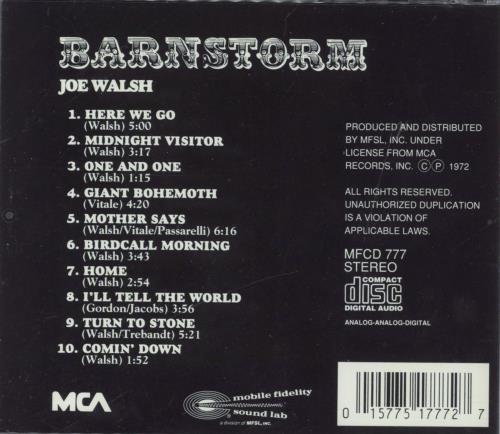 Joe Walsh Barnstorm CD album (CDLP) US JWLCDBA830291