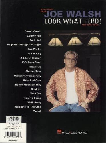 Joe Walsh Selections From Look What I Did! And Then Some... Songbook book US JWLBKSE877142