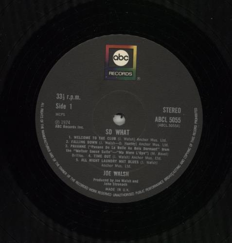 Joe Walsh So What - 1st vinyl LP album (LP record) UK JWLLPSO868276