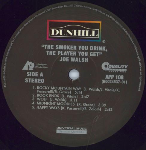 Joe Walsh The Smoker You Drink, The Player You Get - 200 Gram vinyl LP album (LP record) US JWLLPTH782532