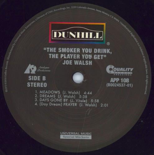Joe Walsh The Smoker You Drink, The Player You Get - 200 Gram vinyl LP album (LP record) US JWLLPTH782532