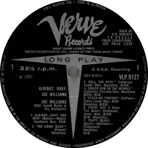 Joe Williams Alright, Okay vinyl LP album (LP record) UK JWMLPAL529664