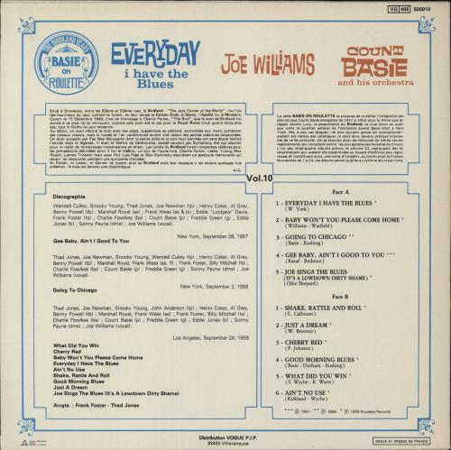 Joe Williams Everyday I Have The Blues vinyl LP album (LP record) French JWMLPEV549291