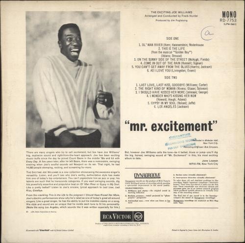 Joe Williams The Exciting Joe Williams vinyl LP album (LP record) UK JWMLPTH699086