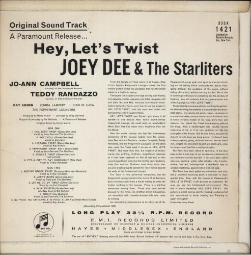 Joey Dee & The Starlighters Hey, Let's Twist vinyl LP album (LP record) UK JD&LPHE561349