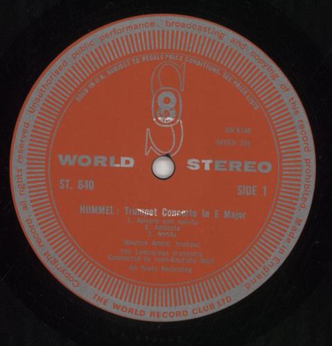 Johann Hummel Hummel: Trumpet Concerto / Bochsa: Harp Concerto vinyl LP album (LP record) UK J5HLPHU850117