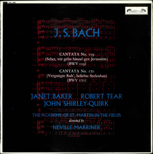 Johann Sebastian Bach Cantata No. 159 & Cantata No. 170 vinyl LP album (LP record) UK JHHLPCA532151