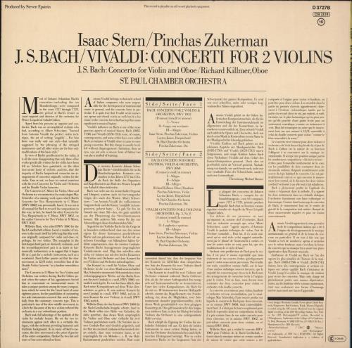 Johann Sebastian Bach Concerti For 2 Violins vinyl LP album (LP record) Dutch JHHLPCO721053