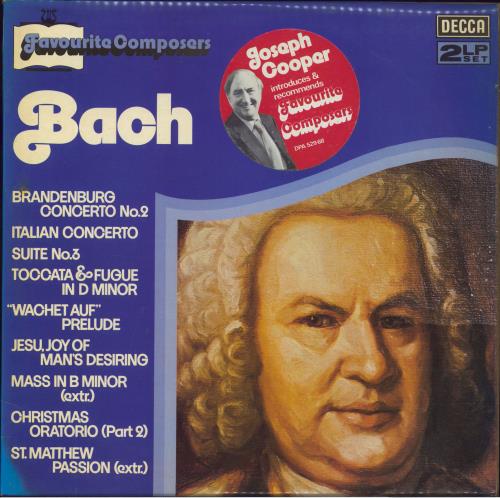Johann Sebastian Bach Favourite Composers: Bach 2-LP vinyl record set (Double LP Album) UK JHH2LFA804476