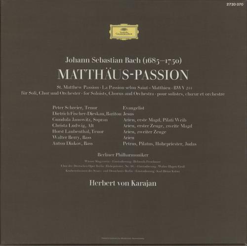 Johann Sebastian Bach Matth�us-Passion Vinyl Box Set German JHHVXMA715157