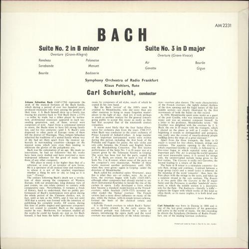 Johann Sebastian Bach Suites For Orchestra vinyl LP album (LP record) UK JHHLPSU701314