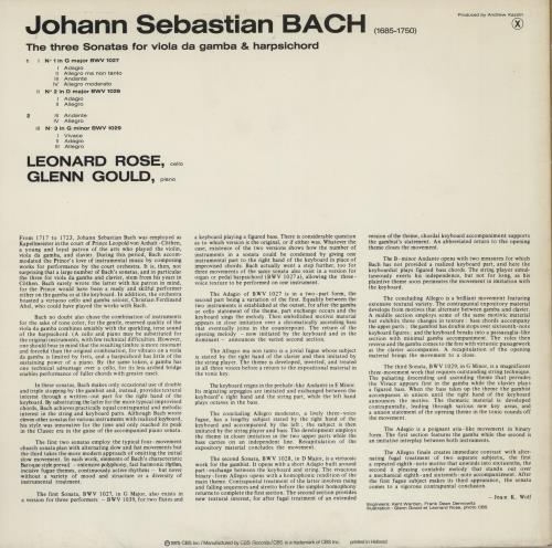 Johann Sebastian Bach The Sonatas for viola da gamba vinyl LP album (LP record) German JHHLPTH759294