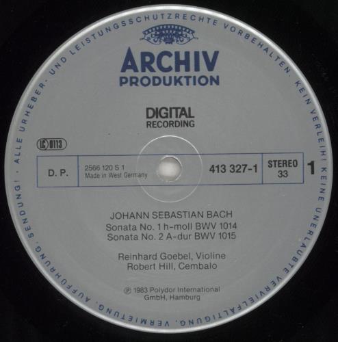 Johann Sebastian Bach Violin Sonatas 2-LP vinyl record set (Double LP Album) German JHH2LVI877310