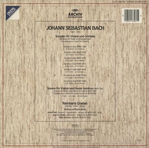 Johann Sebastian Bach Violin Sonatas 2-LP vinyl record set (Double LP Album) German JHH2LVI877310