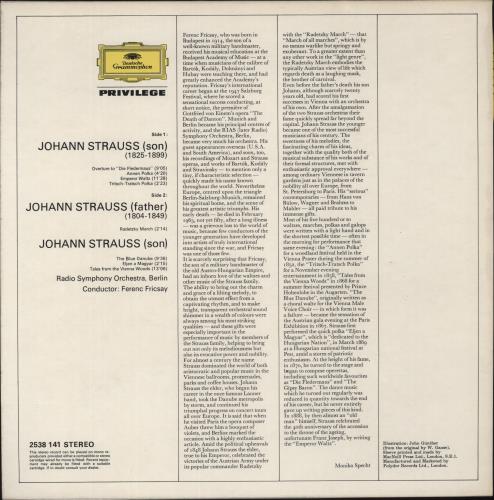 Johann Strauss II (1825-1899) By The Beautiful Blue Danube vinyl LP album (LP record) UK J8ILPBY878171