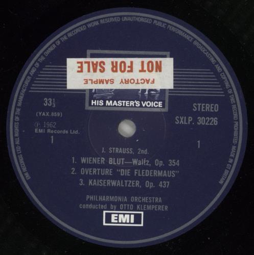 Johann Strauss II (1825-1899) Klemperer Conducts Johann Strauss - Factory Sample vinyl LP album (LP record) UK J8ILPKL875216